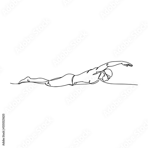 Swimming Pose Line Art: Dive into Fluid Motion with Simple Lines