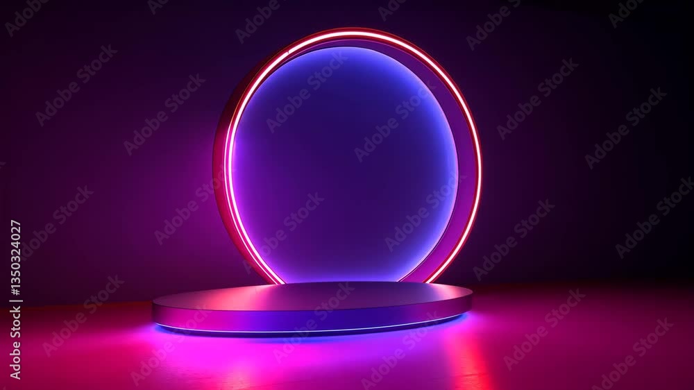 Futuristic Podium With Vibrant Lights and Reflective Surface Generative AI Futuristic Podium With Vibrant Lights and Reflective Surface Generative AI