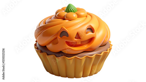 Halloween Pumpkin Cupcake with Festive Frosting