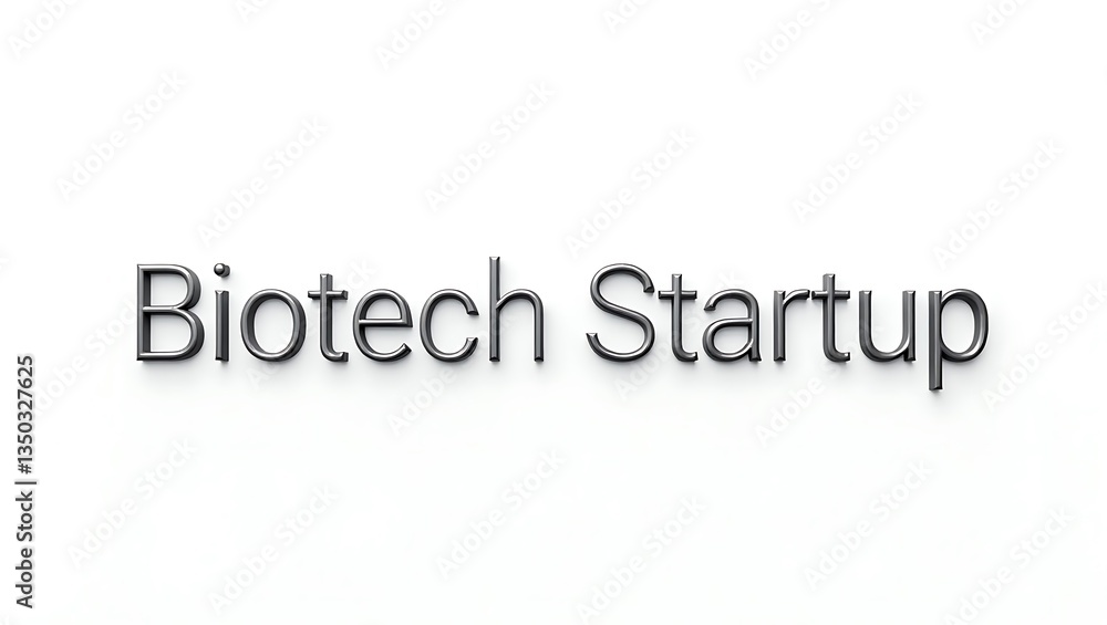 Innovative biotech startup signage displayed against a minimalistic wall background Innovative biotech startup signage displayed against a minimalistic wall background
