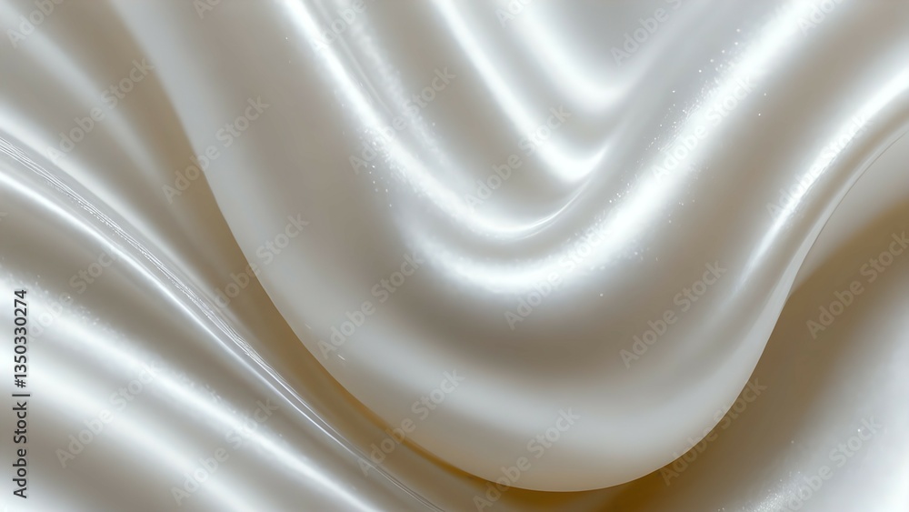 Obraz premium A silky pearl white liquid wave with soft, glowing highlights, evoking purity, elegance, and a high-end minimalist design.