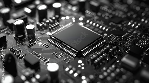 Close-Up High-Tech Circuit Board in Digital Electronics Technology