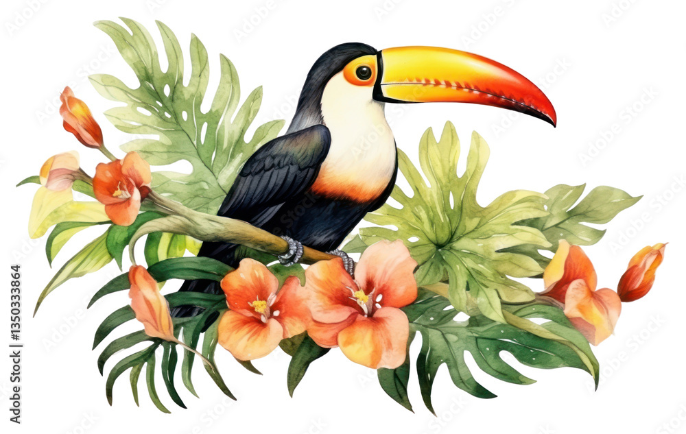 Naklejka premium PNG Toucan plant bird animal.