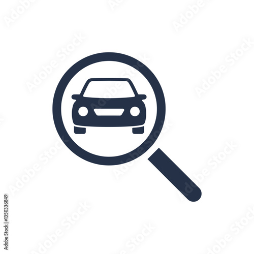 Searching for car icon. Solid glyph series icon