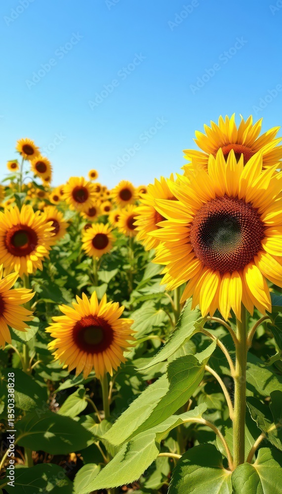 Vibrant sunflower field, blossoms in full bloom, sunny day, wildflowers, floral, texture Vibrant sunflower field, blossoms in full bloom, sunny day, wildflowers, floral, texture