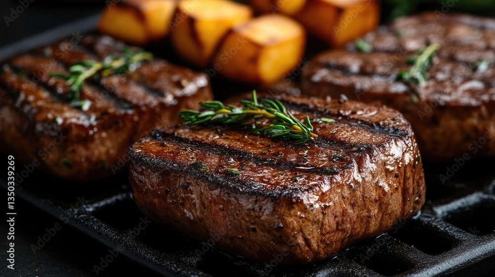 Grilled Beef Steaks with Roasted Potatoes Grilled Beef Steaks with Roasted Potatoes
