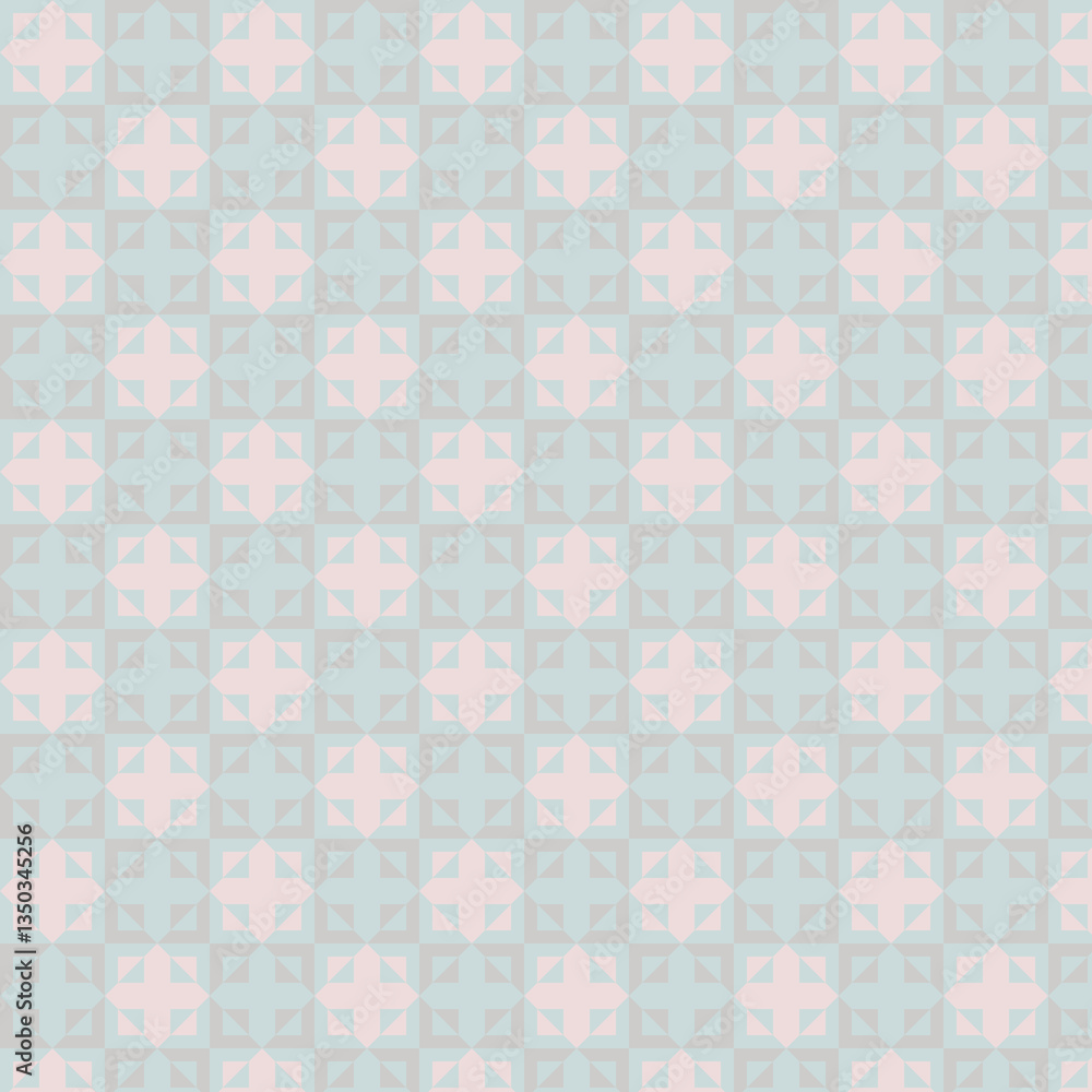 Light blue geometric pattern with soft pink accents, seamless design for backgrounds, wrapping, textiles, and wallpaper.