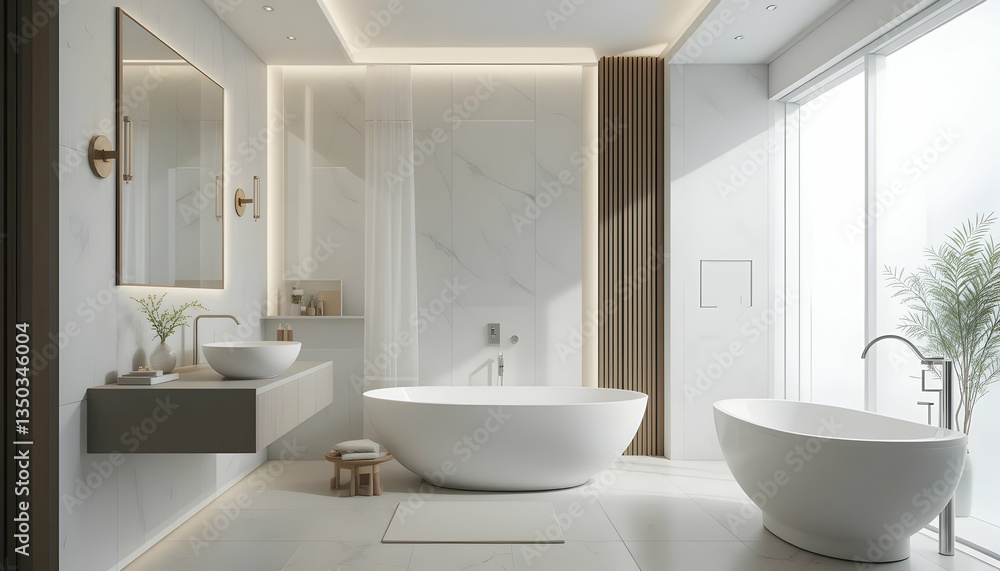 Modern Minimalist Bathroom Design with Freestanding Tub and Natural Light Luxury Spa Interior Modern Minimalist Bathroom Design with Freestanding Tub and Natural Light Luxury Spa Interior