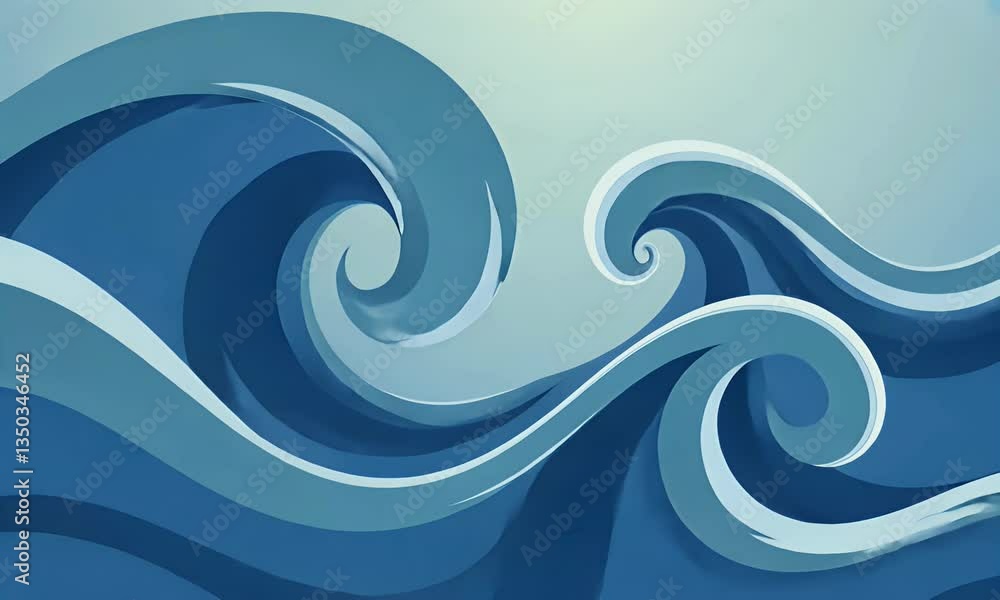 Pixelated Blue Ocean Waves Flowing Against Light Sky Background Pixelated Blue Ocean Waves Flowing Against Light Sky Background