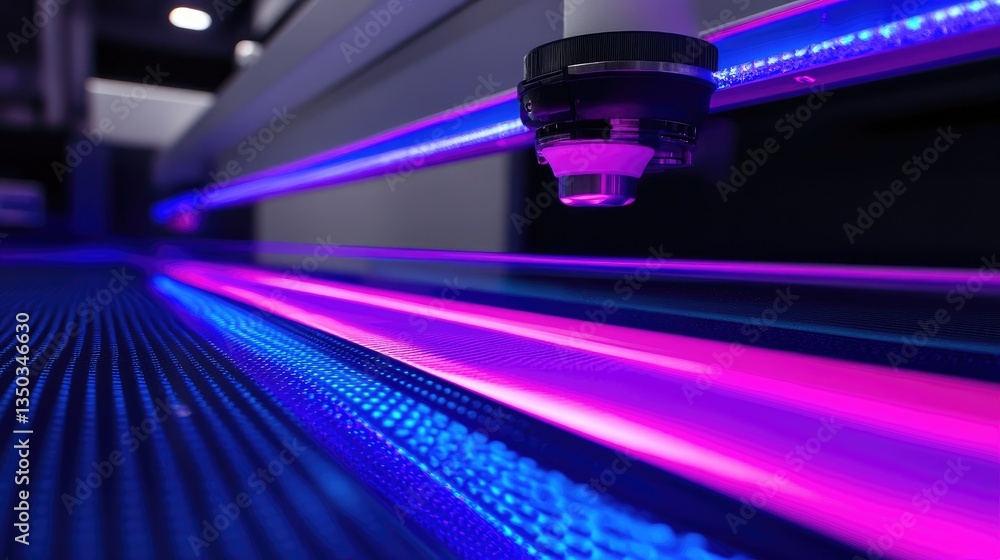 A high-tech glass coating machine applying UV protection and anti-glare layers. A high-tech glass coating machine applying UV protection and anti-glare layers.