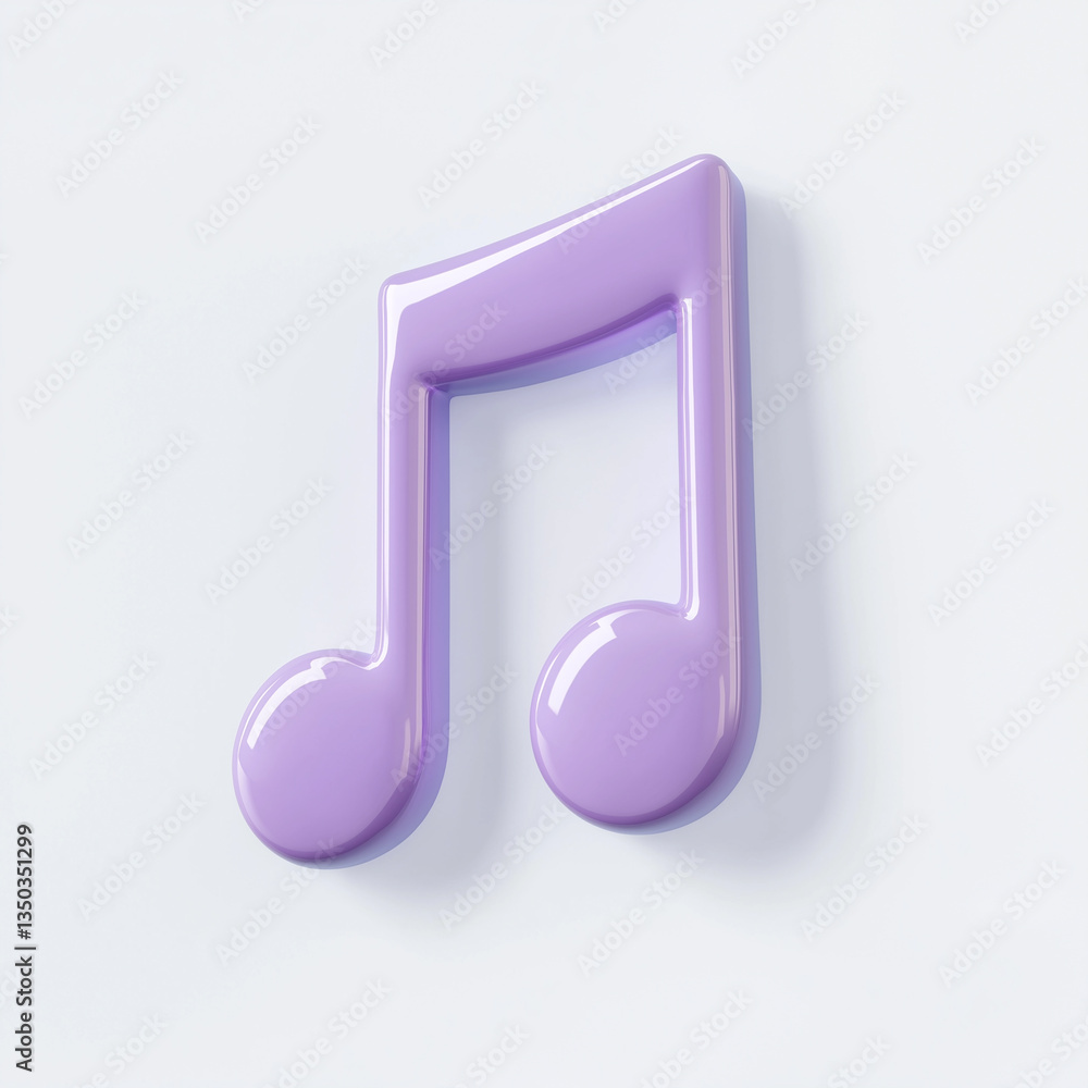 Glossy purple music note representing melody and harmony Glossy purple music note representing melody and harmony