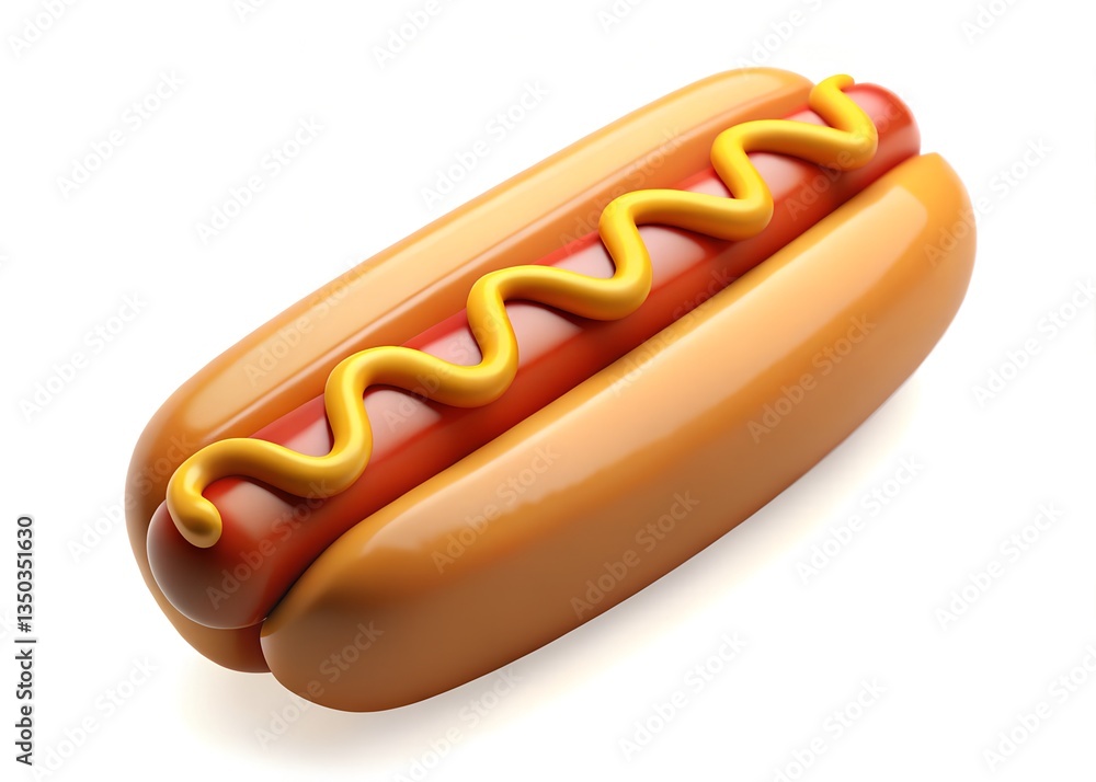 Hotdog with Mustard: A classic hotdog with vibrant yellow mustard drizzled over it, presented in a photorealistic style that whets the appetite. Perfect for food-related projects! Hotdog with Mustard: A classic hotdog with vibrant yellow mustard drizzled over it, presented in a photorealistic style that whets the appetite. Perfect for food-related projects!