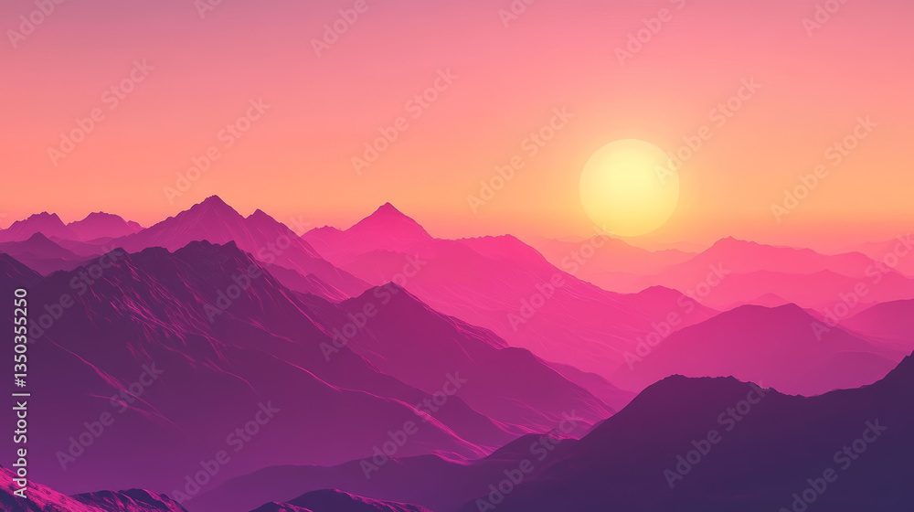 Obraz premium Sunrise and Sunset Over Mountains Golden and Pink Hues: The light during sunrise and sunset can create magical colors on the mountain tops, from golden to pink to purple. 
