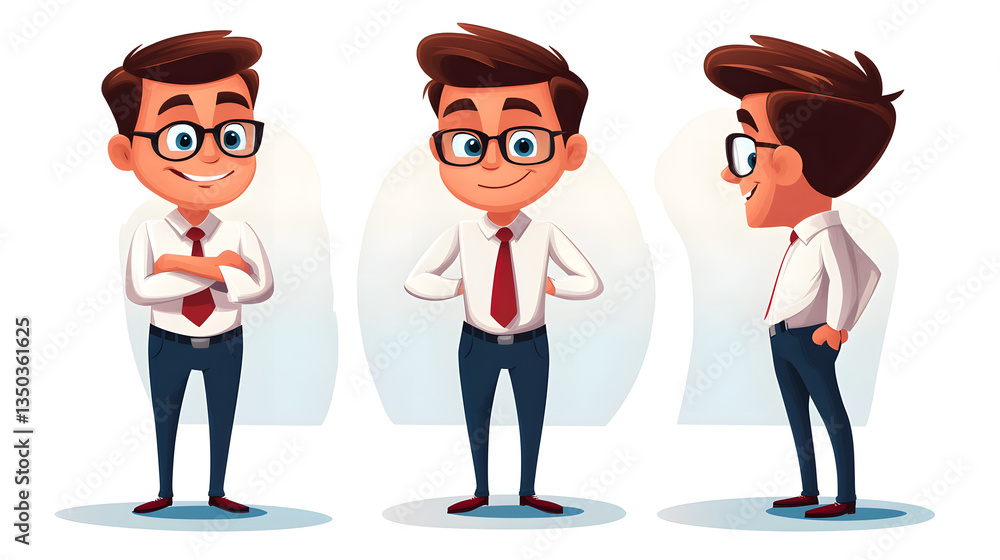 Fototapeta premium Professional Businessman Cartoon with Cool Expression Vector Icon