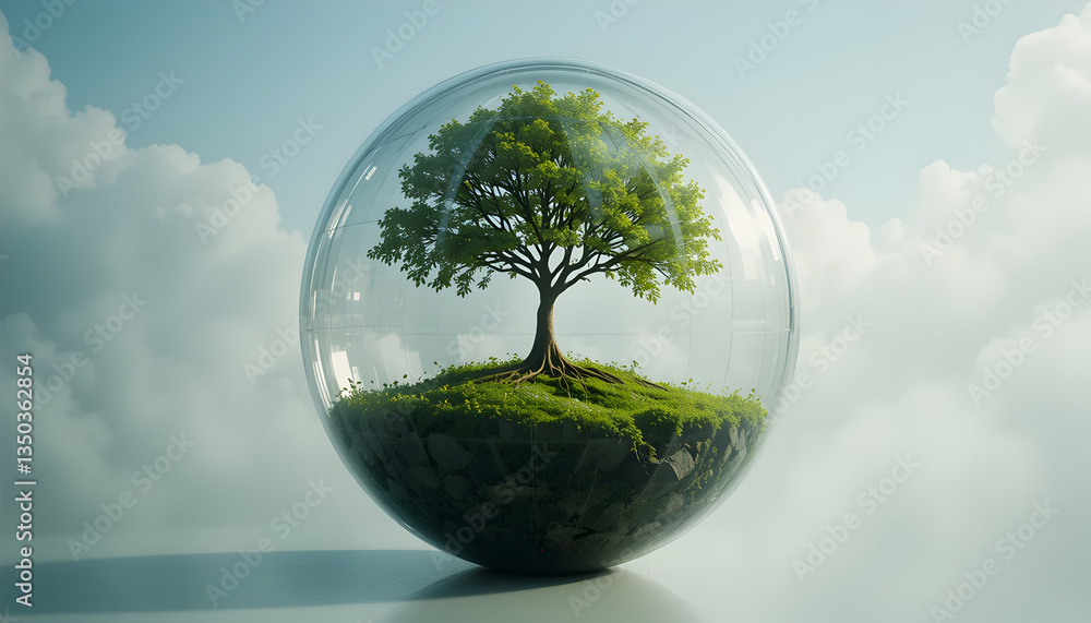 Eco Globe Tree in Sphere Nature Background Eco Globe Tree in Sphere Nature Background