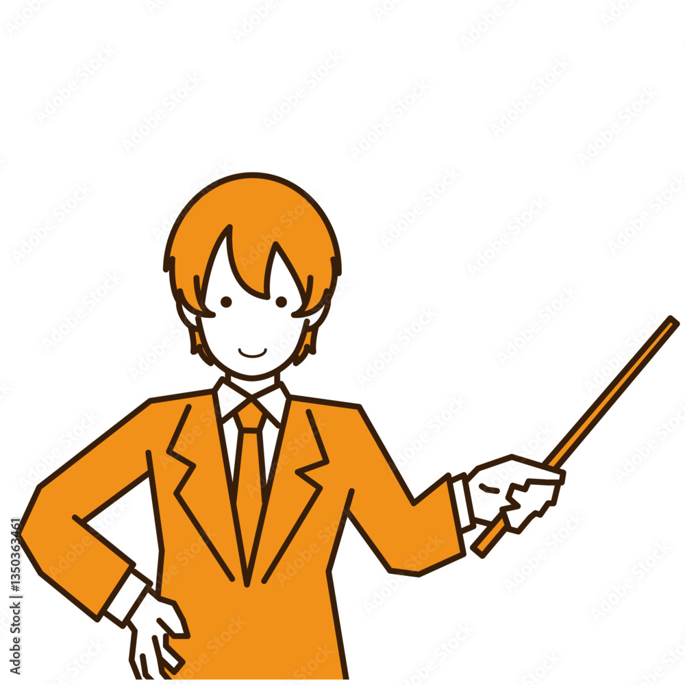 指示棒を持ったビジネスマン（上半身）