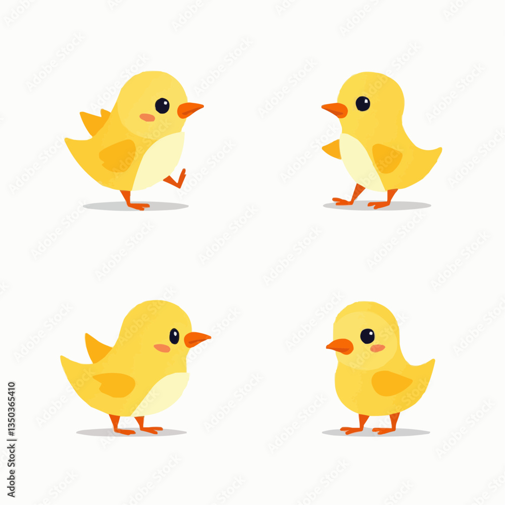 Süße Küken-Illustration: Vier verschiedene Posen
Süße Küken-Illustration: Vier verschiedene Posen