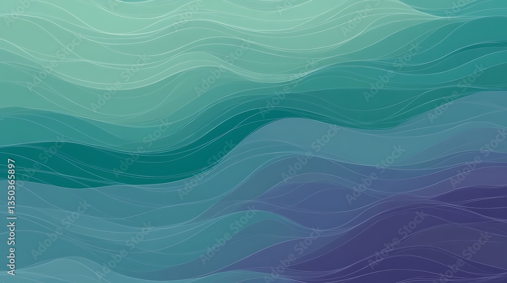 Fototapeta premium Elegant waves of different shades of blue and green colors