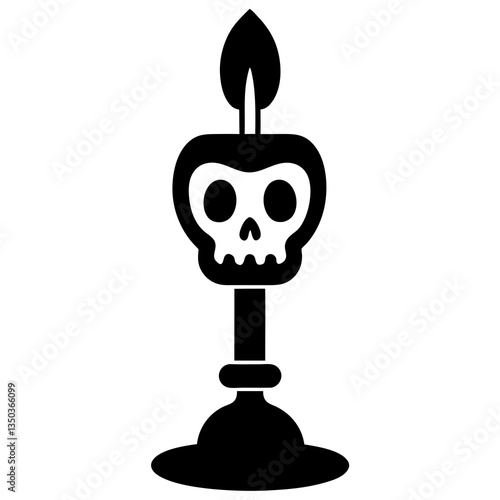 Halloween Skull Candlestick Holder Black Vector