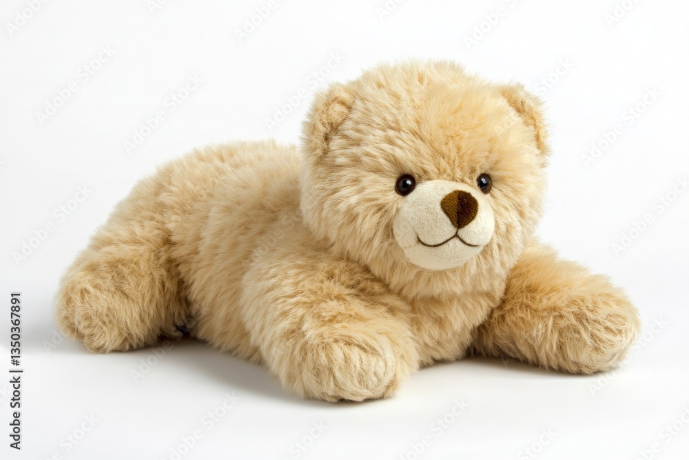Fototapeta premium Plush Teddy Bear on White Background - Perfect for Children's Toys Advertising, Ideal for Promotional Materials and Online Stores