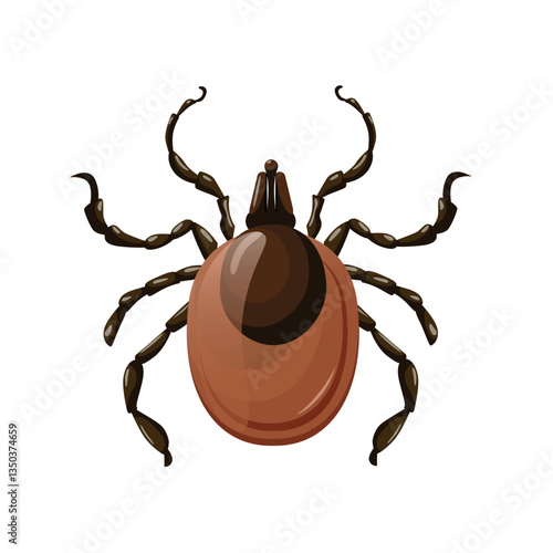 Bad bug Lyme Tick flat vector illustration against a white background. Vector mite