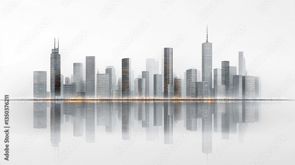 Naklejka premium digital representation of a smart city with abstract dots connected by gradient lines and wave-like designs, symbolizing the connection of big data and technological advancements in urban environments