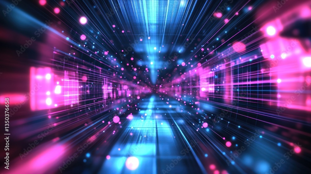 Neon Grid Tunnel: A Futuristic Digital Landscape Neon Grid Tunnel: A Futuristic Digital Landscape