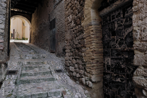 alleys in tarano, province of rieti, italy