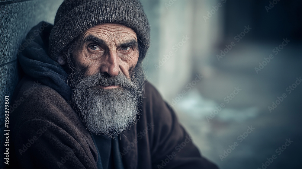 Fototapeta premium Street portrait of a homeless man
