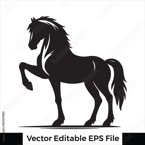 A horse  Standing with one leg raised