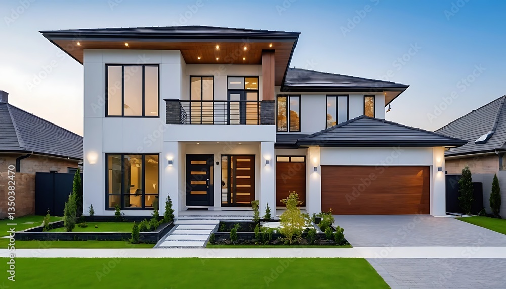 Fine Architectural Details of a Luxurious Home Exterior in Close Up Fine Architectural Details of a Luxurious Home Exterior in Close Up