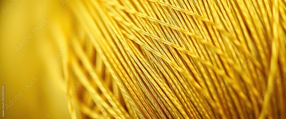 Obraz premium Close-up of a gold thread spool, showing intricate details and texture, shimmer, object