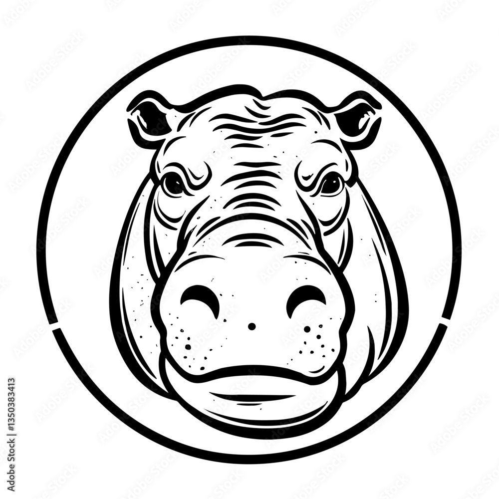 A bold and recognizable silhouette of a hippo, showcasing its large body, short legs, and distinctive facial features. Ideal for wildlife illustrations, zoo logos, nature conservation designs A bold and recognizable silhouette of a hippo, showcasing its large body, short legs, and distinctive facial features. Ideal for wildlife illustrations, zoo logos, nature conservation designs