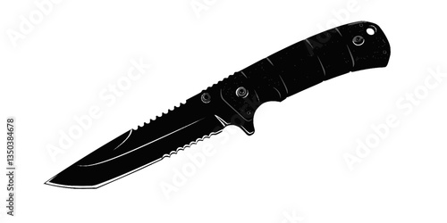 Military knife silhouette vector illustration on white background
