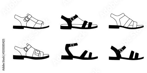 vector illustration of sandals silhouette on white background
