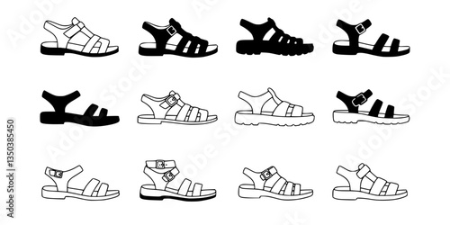 vector illustration of sandals silhouette on white background

