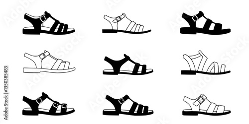 vector illustration of sandals silhouette on white background
