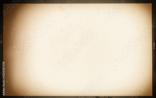 Obraz na plátne Vintage sepia photo lens vignette template with some dust and scratches on transparent background (png image)