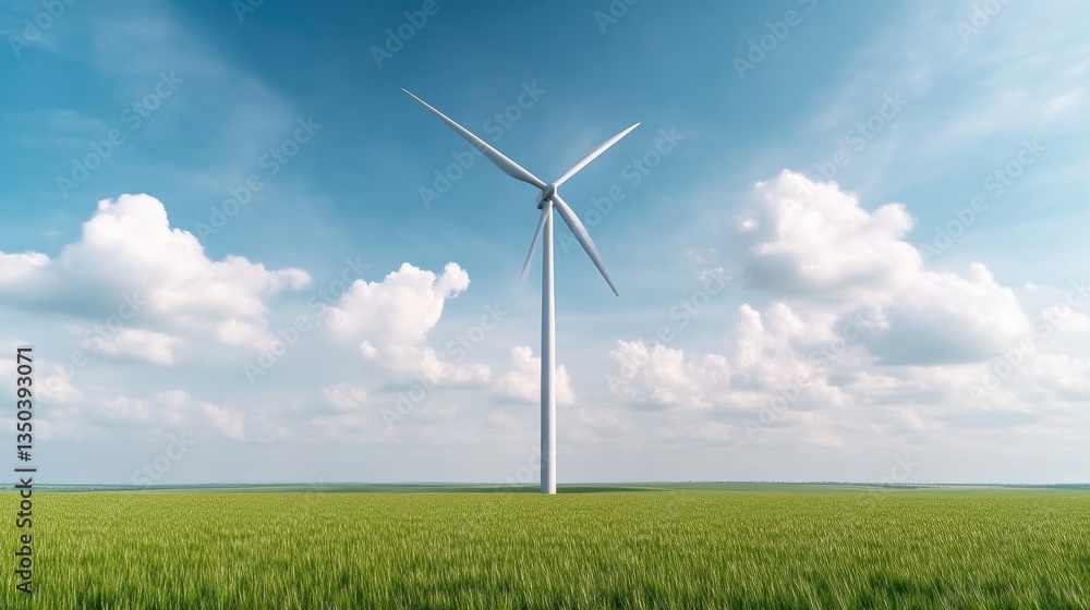 Wind turbine in a field under a vibrant blue sky Wind turbine in a field under a vibrant blue sky
