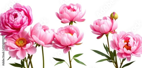 Wallpaper Mural Full bloom pink peonies isolated on pure white background, spring, bloom Torontodigital.ca