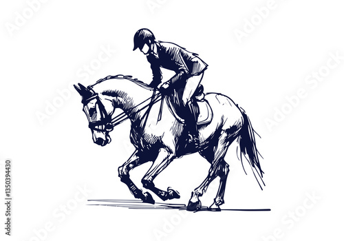 Equestrian hand drawn sketch vector illustration