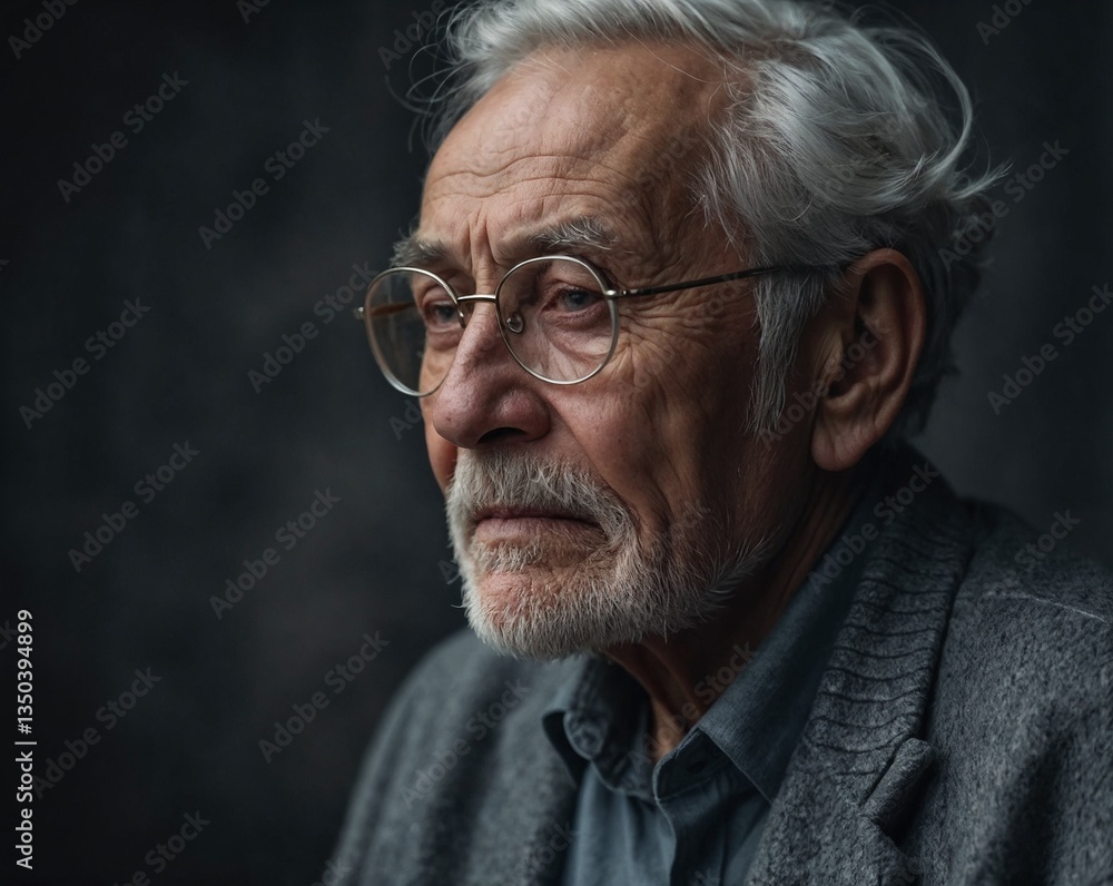 Obraz premium Thoughtful man with artistic lighting