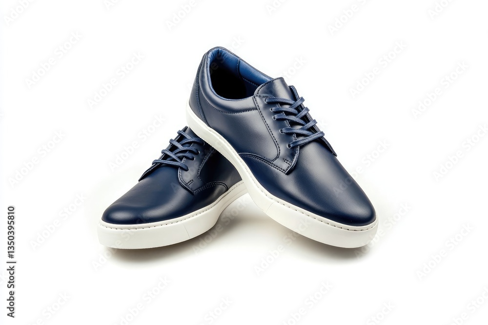 Pair of navy blue leather sneakers on white background (1) Pair of navy blue leather sneakers on white background (1)
