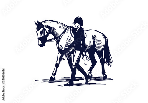 Equestrian hand drawn sketch vector illustration