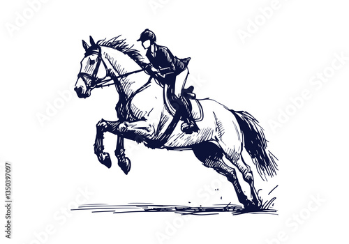 Equestrian hand drawn sketch vector illustration
