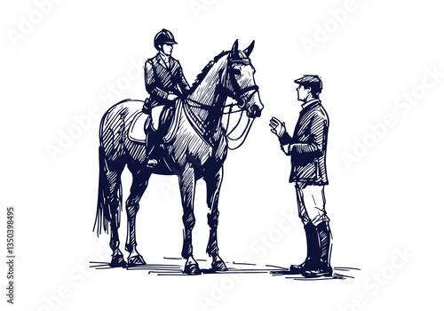 Equestrian hand drawn sketch vector illustration