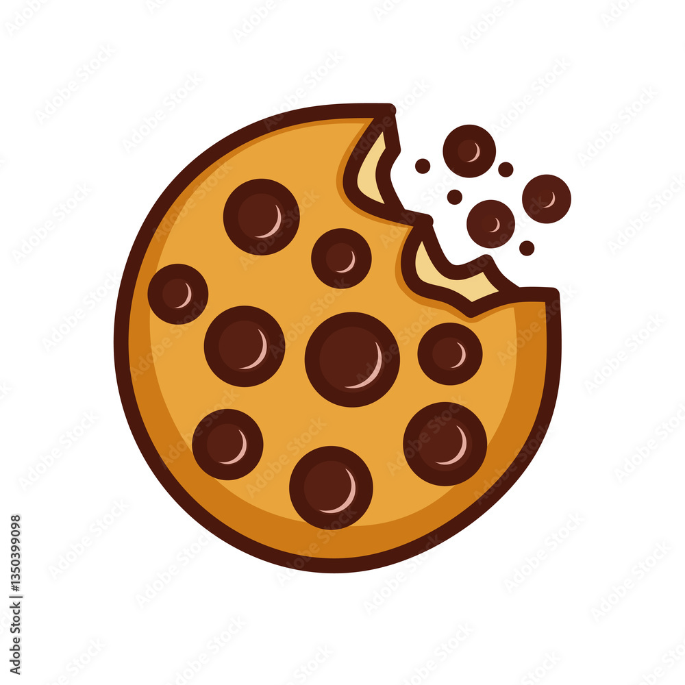 Hand-drawn a bitten chocolate chip cookie in a simple, fun and delicious look. Ideal for wallpapers, packaging, or digital designs with a cheerful and lively aesthetic. Hand-drawn a bitten chocolate chip cookie in a simple, fun and delicious look. Ideal for wallpapers, packaging, or digital designs with a cheerful and lively aesthetic.