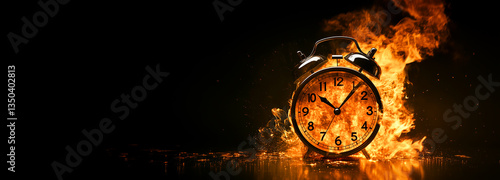 Alarm clock on fire