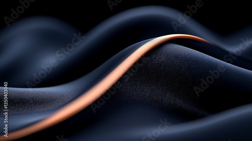 Abstract Navy Blue Silk Texture Background with Copper Curve