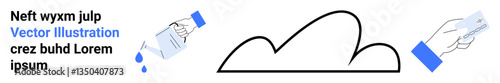 Hand pouring water and wiping cloud icon, symbolizing environmental impact, sustainability, and fresh starts. Ideal for eco-awareness, climate change, renewal, innovation, creativity ecology simple